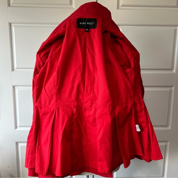 Nine West Red Cropped Pea Coat Jacket Button Up‎ Fitted Casual Medium - Picture 6 of 8